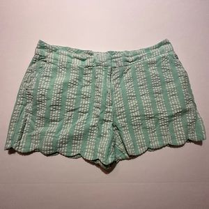 Aqua blue and white stripe shorts